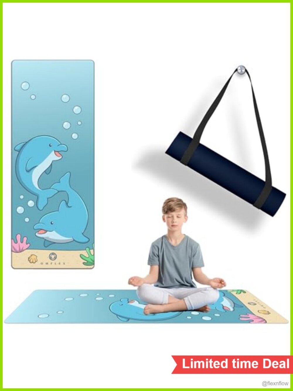 Kids Yoga Mat Non-Slip Premium Exercise Mat with Carrying Strap 3mm